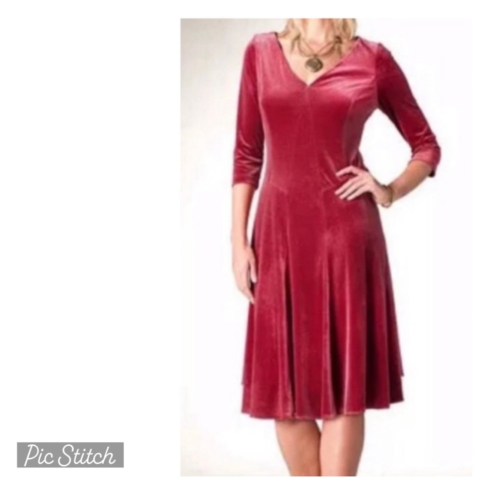 Coldwater Creek | Flared Velvet Dress Velour Sz XXL / 20 -50 Chest -43” Long